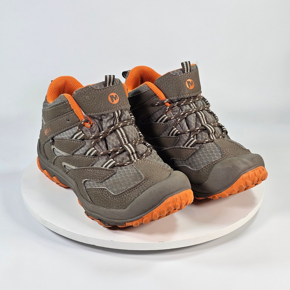 Merrell‎ Oakcreek Mid Waterproof Hiking Boots Kids Brown Orange MK262177 Size 4M